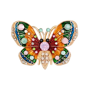 Avrupa ve Amerikan moda retro vintage stil emaye böcek kelebek altın ağustosböceği pin broş kolye 0