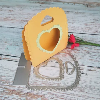 Kalp Çanta Kutusu Ölür Keser Metal Kabartma Yumruk Bıçak Şablonlar için Scrapbooking Fotoğraf Albümü Dekor kendi başına yap kağıdı Kartları