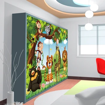 3D duvar Kağıdı Çizgi film Hayvan Dünya Fotoğraf Duvar Duvar resimleri Çocuk Yatak odası Çevre dostu Duvar Bez Dekor su Geçirmez Papel De Parede 1