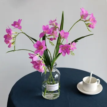 Orkide Cymbidium Kelebek 3D Düğün Demir Tel Bükülebilir İki-çatallı Yapay Festivali Çiçek Ev Dekor