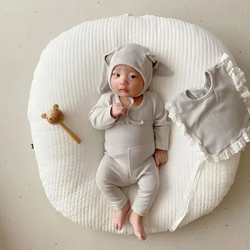 MILANCEL 2022 Bahar Yeni Bebek Giyim Seti Yürümeye Başlayan Pijama Seti Tavşan Şapka Dantel Yelek Taban Takım Elbise Bebek Erkek Uyuyan Seti pijama takımı 0