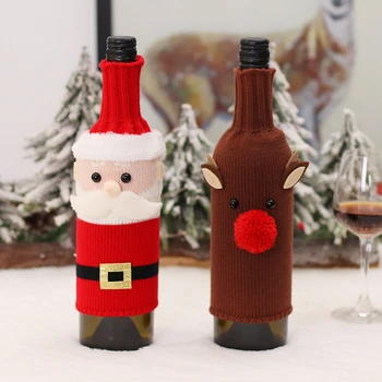 Noel Kazak şampanya şişesi Çantası Yıkanabilir Kırmızı şarap şişeleri Çanta Kullanımlık Koruyucu Çanta Şaraplar için Şenlikli Masa Dekorasyon