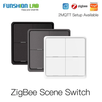 4 Gang Tuya ZigBee Kablosuz 12 Sahne Anahtarı Push Button Denetleyici pil İle 2MQTT Kurulum Otomasyon Senaryo için Tuya Cihazları