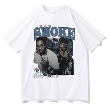 Rap Pop Duman Grafik Baskı T-Shirt Moda Erkek Rapçi Woo Kral Tshirt Siyah Pamuklu T Shirt Erkek Kadın Hip Hop Streetwear 0