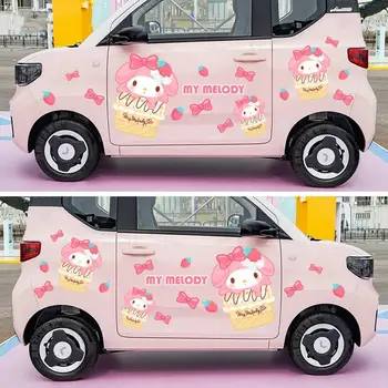Hello Kitty Araba Sticker Vücut Ön Arka Sticker Pembe Sevimli Karikatür Dekorasyon Macaron Renk Otomobil Parçaları Dönüşüm Araba