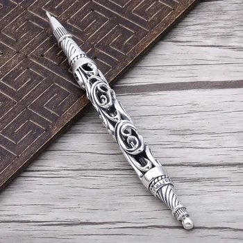S925 Ayar Gümüş Tükenmez Kalem Yeni Stil Serin Kılıç Ebedi Rattan İmza Kalem Erkekler ve Kadınlar İş Güzel Hediyeler