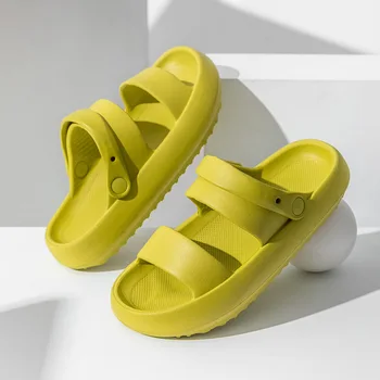 2022 Yeni Kadın Moda Yaz Platformu Rahat Terlik Açık Plaj Flip Flop Yumuşak Taban Slayt Spor Rahat Sandalet