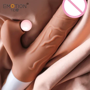 Gerçekçi yapay Penis vibratör kadın geri çekilebilir emme klitoral vantuz stimülasyon titreşimli seks oyuncak Masturbator ısıtma yetişkin 2