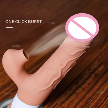 Gerçekçi yapay Penis vibratör kadın geri çekilebilir emme klitoral vantuz stimülasyon titreşimli seks oyuncak Masturbator ısıtma yetişkin 4