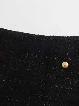 Kadın Zarif Pullu Kırpılmış Blazers Setleri Kadın Tek Göğüslü Üst + Etek 2 Parça Set 2022 Sonbahar Ofis Bayan Streetwear Takım Elbise 5