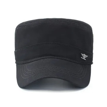 Unisex Pamuk Ayarlanabilir Düz Üst Kapağı Düz Ağız Kap Ordu Harbiyeli Klasik Tarzı Askeri Şapka Şık Doruğa Kap Rahat güneş şapkası