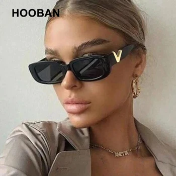 HOOBAN 2023 Moda Kedi Göz Güneş Kadınlar Lüks V güneş gözlüğü Bayanlar İçin Klasik Dikdörtgen Sürüş Shades Açık UV400 0