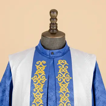 Afrika Takım Elbise Erkekler için Jakarlı APTX 3 Adet Katı Gömlek ve Pantolon + Jakarlı Kıyafet Yüksek Kaliteli Pamuk T2016020
