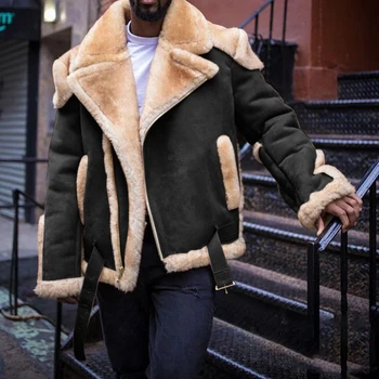 Sonbahar Kış Erkek Moda Patchwork Giyim Vintage Sıcak Kalın Yün Astar Ceket Erkekler Streetwear Casual Gevşek Fermuar Mont