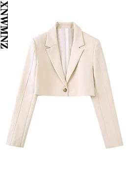 XNWMNZ 2022 Kadın Moda Ön Düğme Kırpılmış Blazer Ceket Veya Yüksek Bel Fermuar Şort Etekler Kadın Şık İki Parçalı Setleri