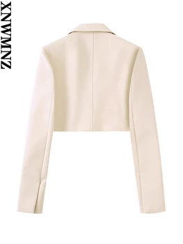 XNWMNZ 2022 Kadın Moda Ön Düğme Kırpılmış Blazer Ceket Veya Yüksek Bel Fermuar Şort Etekler Kadın Şık İki Parçalı Setleri 1