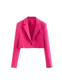XNWMNZ 2022 Kadın Moda Ön Düğme Kırpılmış Blazer Ceket Veya Yüksek Bel Fermuar Şort Etekler Kadın Şık İki Parçalı Setleri 3