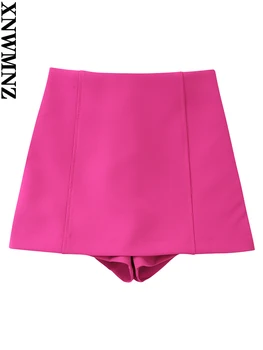 XNWMNZ 2022 Kadın Moda Ön Düğme Kırpılmış Blazer Ceket Veya Yüksek Bel Fermuar Şort Etekler Kadın Şık İki Parçalı Setleri 5