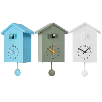 3 Renkler Modern Plastik Kuş Guguklu Tasarım Kuvars Duvar Asılı Saat Zamanlayıcı Kuvars duvar saati ev ofis dekorasyonu için