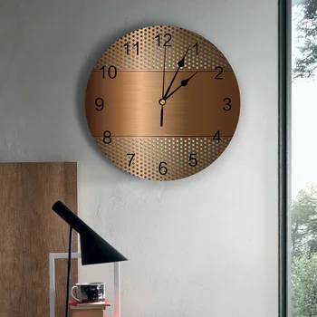 Kahverengi Metal Doku duvar saati Modern Tasarım Oturma Odası Dekorasyon Mutfak Saati Dilsiz Duvar Saati Ev İç Dekor