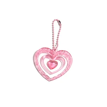 Y2k içi boş kalp Anahtarlıklar sevimli Tatlı Pembe Şeftali Kalp Anahtarlık Kızlar Kadınlar için Renkli anahtarlık telefonu çanta uğuru aksesuarları