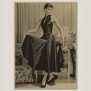 Audrey Hepburn Boyama Hizmetçi Vintage Kraft Kağıt Film Afiş Ev Dekorasyon Garaj Duvar dekor sanatı Retro Baskılar 1
