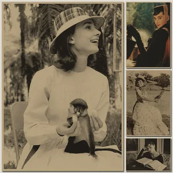 Audrey Hepburn Boyama Hizmetçi Vintage Kraft Kağıt Film Afiş Ev Dekorasyon Garaj Duvar dekor sanatı Retro Baskılar 3