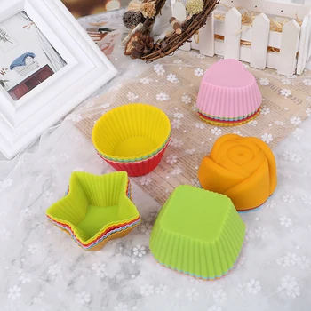 6 Adet Silikon Kek Cupcake Kupası Kek Aracı Bakeware Pişirme silikon kalıp Cupcake Ve Muffin Cupcake DIY Rastgele Renk