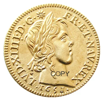 Fransa 1651 A Louis XIIII, Louis d veya a la meche longue, Paris, Gadoury Altın Kaplama Madeni Paralar