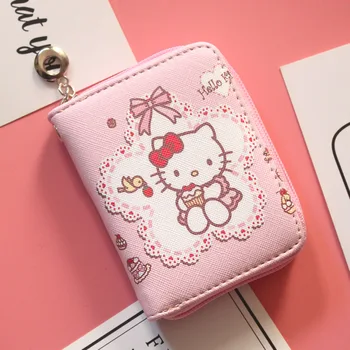 Hello Kitty Anime Karikatür Çocuk küçük cüzdan Kız Öğrenci Fermuar El bozuk para cüzdanı Kız Sevimli Mini bozuk para cüzdanı Para Çantası Hediye 0