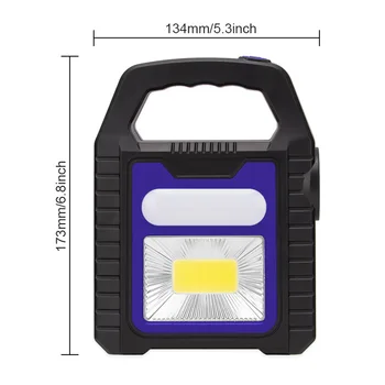 Taşınabilir Güneş Fener COB LED Çalışma Lambası Torch Güç Bankası Su Geçirmez Acil Spot USB Şarj Edilebilir Açık Kamp