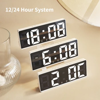 Ses Kontrolü dijital alarmlı saat Saat Sıcaklık Erteleme Gece Modu Masaüstü Masa Saati 12 / 24H Rahatsız Etmeyin Modu LED alarmlı saatler 2