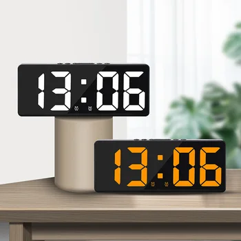 Ses Kontrolü dijital alarmlı saat Saat Sıcaklık Erteleme Gece Modu Masaüstü Masa Saati 12 / 24H Rahatsız Etmeyin Modu LED alarmlı saatler 3