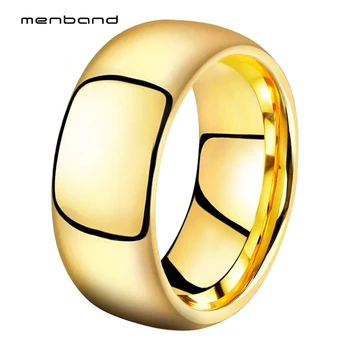 10mm Erkekler Altın Renk Tungsten Yüzük Düğün Band moda mücevher Kubbe Yüksek Parlatma Konfor Fit 7-15