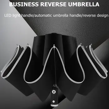 Xiaomi otomatik katlanır şemsiye Güneş Koruyucu güneşli yağmurlu Çift kullanımlı Şemsiye Büyük kalınlaşmış için led ışık ile Unisex Yağmur Güneşli 4