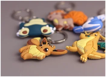 1 adet Pokemon Anahtarlık Yüzük Anahtarlık Pikachu Bulbasaur Charmander Anahtarlık Charms Omuz SchoolBag Anahtar Aksesuarları Dekorasyon
