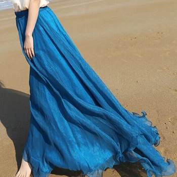 Moda Bohem Prenses Etek Pileli Maxi Etek Çok Renkler İnanılmaz Şifon Kadınlar Uzun Etek Yüksek Kalite Sonbahar Etekler 2022 2