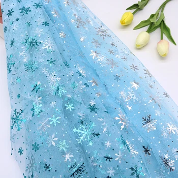 150 * 100cm Kar Tanesi Tül Gökkuşağı Gümüş Kar Yıldız DIY El Yapımı Kumaş Bebek Elbise Düğün Doğum Günü Buket Malzemeleri