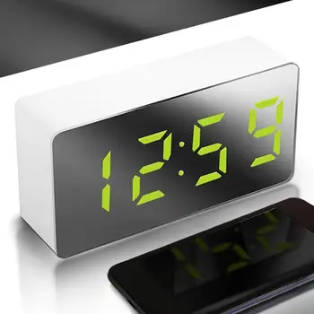 Çok fonksiyonlu LED Ayna çalar saat dijital alarmlı saat Saat çok fonksiyonlu Mini Elektronik çalar saat Yatak Odası Ofis için