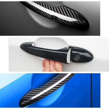 Siyah Renk Karbon Fiber Kapı kulp kılıfı Trim Seti Peugeot 208 2020~2023 Aksesuarları 2021 2022 P21 Etiket Kapağı Araba Styling