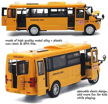 Okul Otobüsü Oyuncak Die Cast Araçlar Sarı Büyük Alaşım Geri Çekin 9 