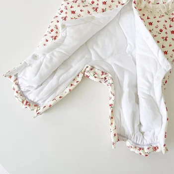 Sanlutoz Kış Bebek Kız Tulum Sıcak Çiçek Prenses Uzun Kollu Toddler Kız Giyim Sevimli Dantel