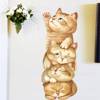 Sevimli Kedi Piramit Oyunu duvar çıkartmaları Yatak Odası Oturma odası Çocuk oda duvar dekorasyonu Vinil Hayvanlar Duvar Çıkartmaları Çıkarılabilir Sanat Resimleri