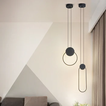 Modern LED başucu kolye ışık Minimalist arka plan avize yatak odası oturma yemek çalışma asılı lamba