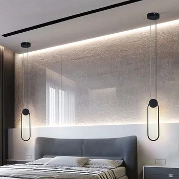 Modern LED başucu kolye ışık Minimalist arka plan avize yatak odası oturma yemek çalışma asılı lamba 1