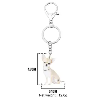 WEVENI Akrilik Sevimli Chihuahua Köpek Anahtarlıklar Anahtarlık Pet Hayvan Anahtarlık Takı Kadınlar Çocuklar Gençler Için Moda hediye çantası Takılar