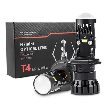 T4 H7 LED Mini Projektör Lens H4 kafa lambası ampulleri 100W Parlak Araba İşık Lambası 12000LM Hi / Lo İşın Otomobil Far LHD 0