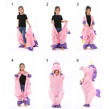JYZCOS Yeni Unisex Yetişkinler Çocuklar Şişme Unicorn Kostüm Karnaval Cadılar Bayramı Kostümleri Hayvan Cosplay Giyim süslü elbise Takım Elbise