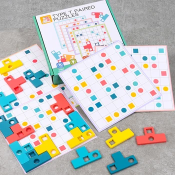 Mantıksal Düşünme Oyunu Tipi T Eşleştirilmiş Bulmacalar Oyuncak Geometrik Yapboz Çocuk Ev Okulu Malzemeleri Eğitici Montessori Ahşap Oyuncaklar