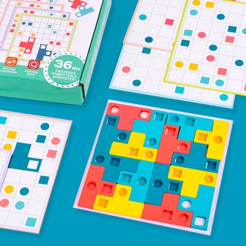 Mantıksal Düşünme Oyunu Tipi T Eşleştirilmiş Bulmacalar Oyuncak Geometrik Yapboz Çocuk Ev Okulu Malzemeleri Eğitici Montessori Ahşap Oyuncaklar 2